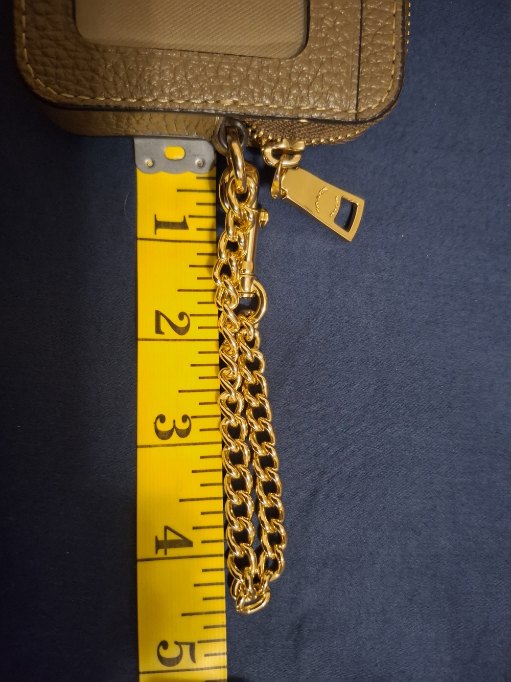 Coach Pebbled Leather Card Case with Chain - Brown/Gold - Picture 8 of 8